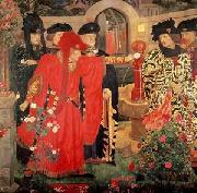 Henry Arthur Payne Plucking the Red and White Roses in the Old Temple Gardens oil on canvas